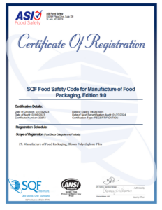 ASI food safety certificate